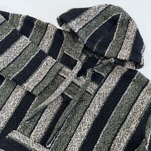 Baja Striped Woven Pull Over Jacket Beach Hoodie Beach Hoodies, Baja Hoodies 285